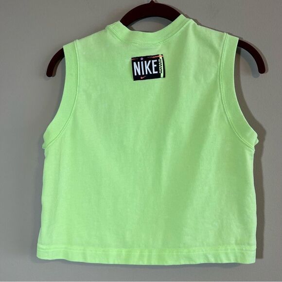 NIKE Neon Green Cropoed Lightweight Hoodie & Matching Tank Top Small Acid Wash - Picture 9 of 15